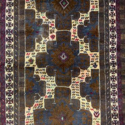 Antq Handmade Afghan Fringed Wool Rug

