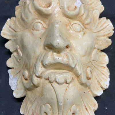 Vntg Plaster Male Head Figure Wall Decor
