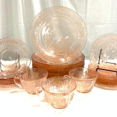 Set 25 Pink Depression Glass

