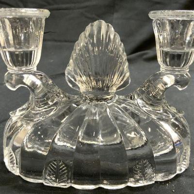 Scalloped 2 Arm Art Glass Candelabra
