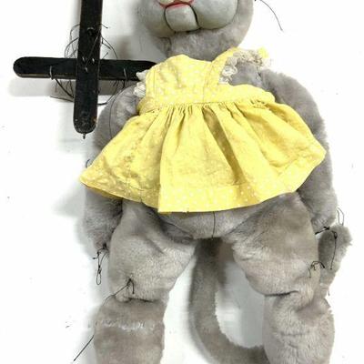 Vintage Cat Marionette W Yellow Dress
