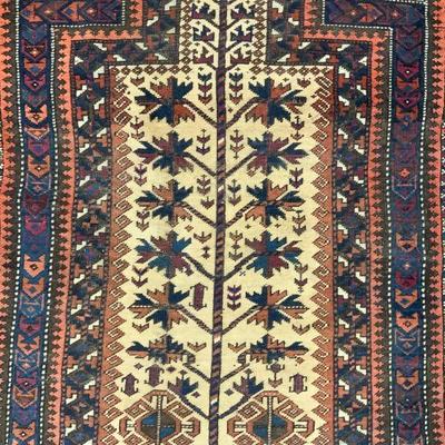 Vintage Handmade Persian Fringed Wool Rug
