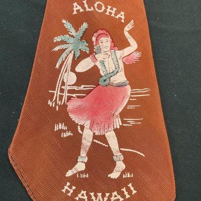 Vintage Aloha Hawaii Hula Dancer Red Tie
