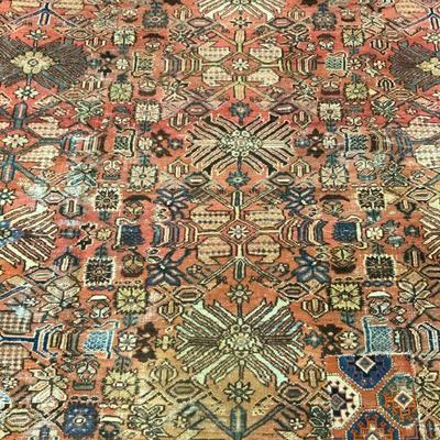 Vintage Handmade Persian Fringed Wool Rug
