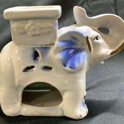 Vntg Ceramic Elephant Candle Holder Tea Light

