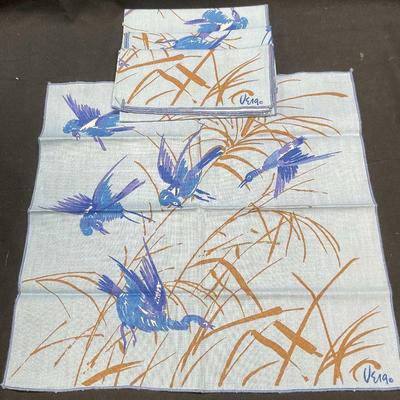 Set 4 Vtg Vera Blue Duck Print Dinner Napkins
