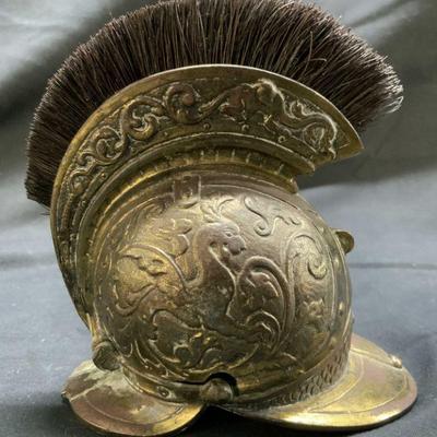 Vntg French Dragoon Helmet Brass Candle Holder
