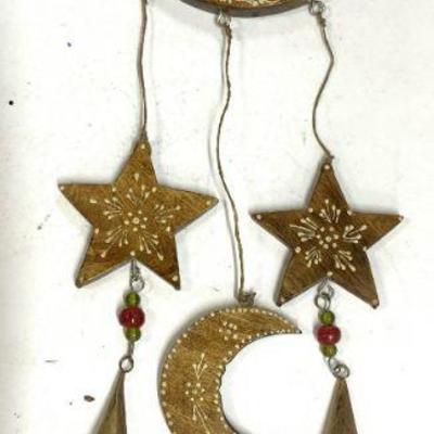 Crescent Moon & Sun Wood & Metal Wind Chime
