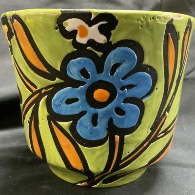 Hand Painted Ceramic Floral Detailed Planter

