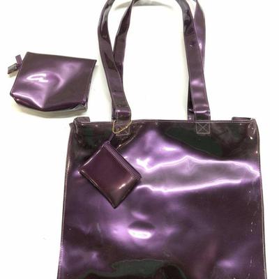 Estee LAUDER Patent Leather Purple Purse Set
