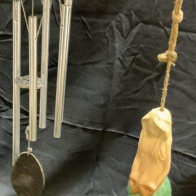Vntg Ceramic Mermaid & Metal Wind Chime
