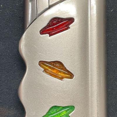 Vintage Y2K Silver Tn Spaceship Lighter
