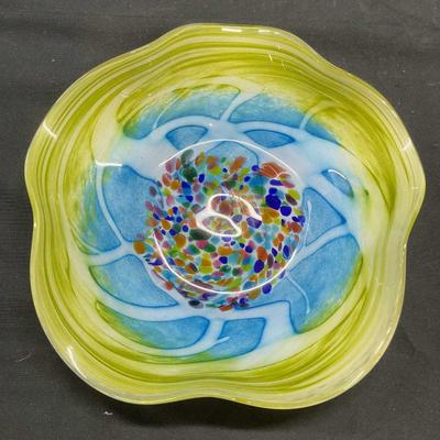 Dockyard Glassworks Green Blue Art Glass Dish
