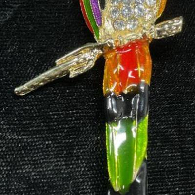 Ali Lang Crystal Enamel Bird Brooch
