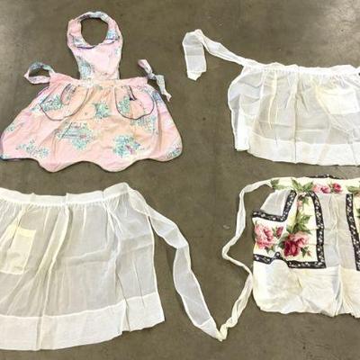 Lot 4 Vintage Assorted Nylon Waist Aprons

