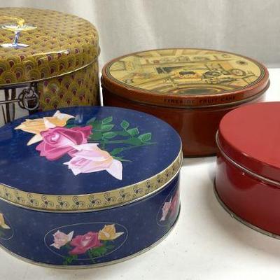Lot 4 Vintage Assorted Tin Boxes W Lids
