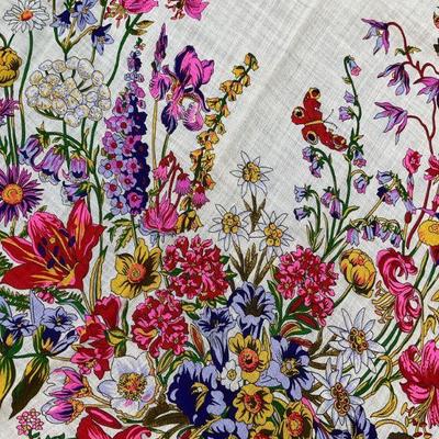 Vintage Cashmere Wool Floral Print Scarf
