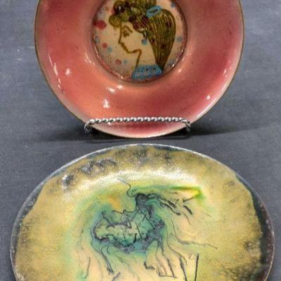 Lot 2 Doris Hall Enameled Figural Plate
