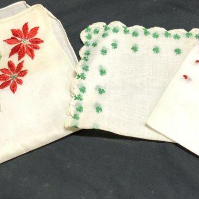 Lot 3 Assorted Embroidered Handkerchiefs
