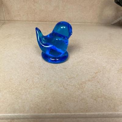 Blue Bird Of Happiness Signed Leo Ward 1999 Glass Figurine