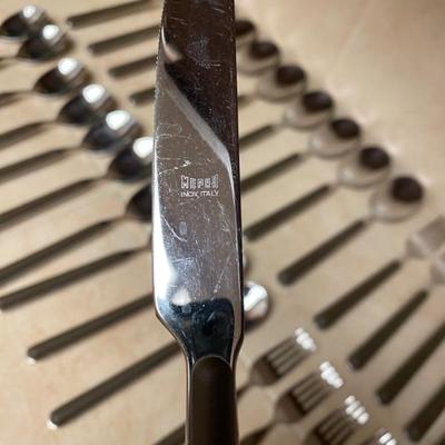MEPRA ITALY Italian Stainless Steel Tobacco Brown Flatware Set