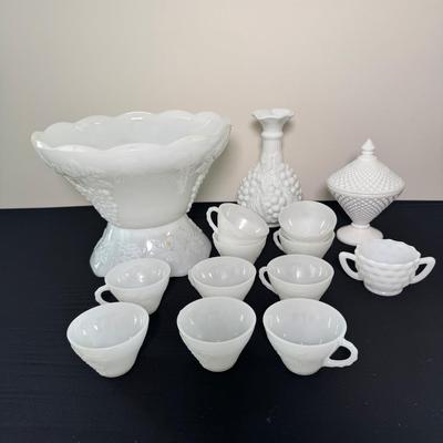 Vintage Milk Glass Punch Bowl