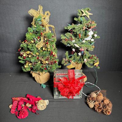 Miniature Lit Christmas Trees
