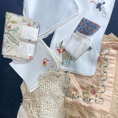 Vintage Hand Embroidered Linens And Fabrics 