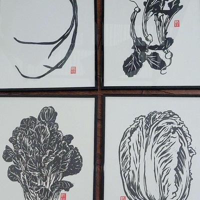 4 SIGNED VEGETABLE PRINTS BY RIGEL STUHMILLER