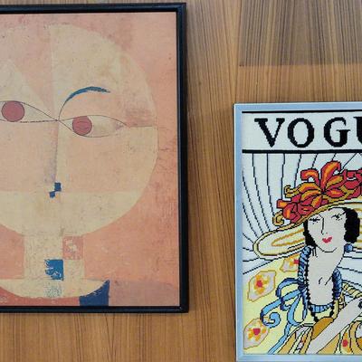 FRAMED KLEE POSTER & FRAMED EMBROIDERED VOGUE COVER