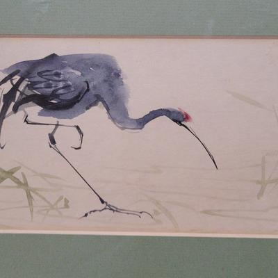 CRANE BRUSH PAINTING WITH STAMPED SIGNATURE 