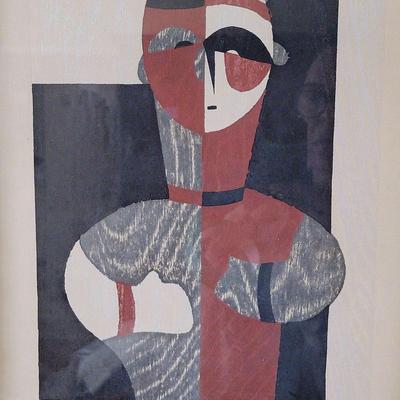 SIGNED AND NUMBERED FIGURATIVE ABSTRACT PRINT - HANIWA