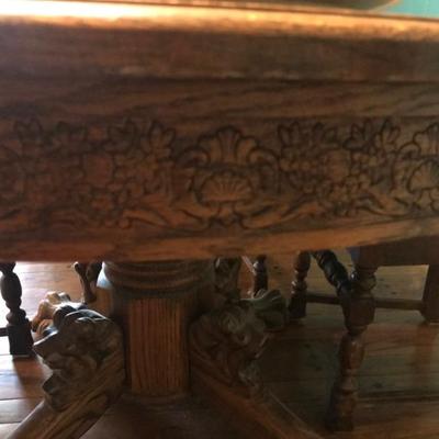 19th century Gothic Revival dining table $395
42" round with 20" leaf X 30 1/2"
