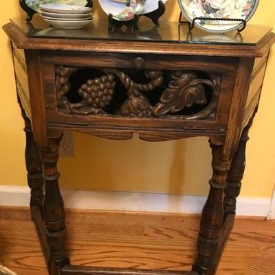 19th century Goth Revival Demi lune table $250
34 X 16 X 31 1/2"