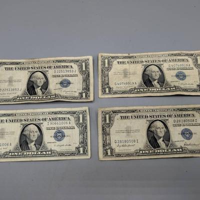 Four 1935 & 1957 $1 Silver Certificates
