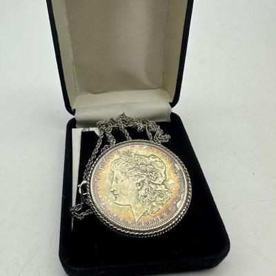 1921 Morgan Silver Dollar Pendant w/ Chain