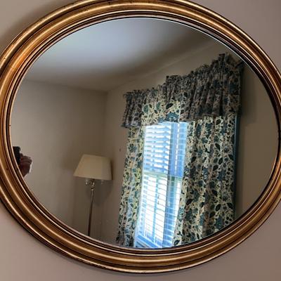Large Oval Mirror With Gold Leaf Like Finish