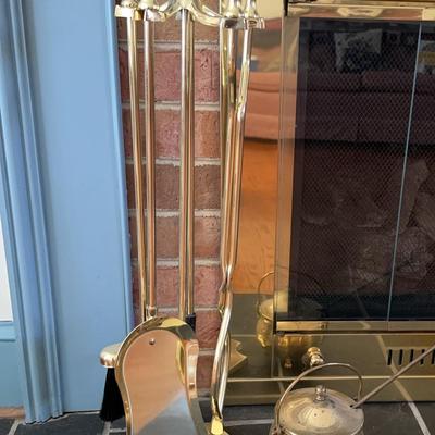 Brass 5 Piece Fireplace Tool Set & Smudge Pot