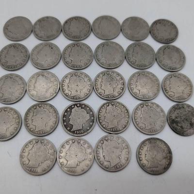 28 Liberty Head V Nickels...1891-1912