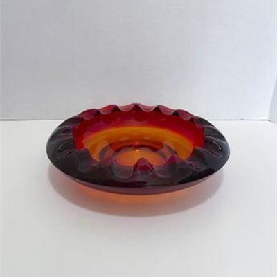 Adolf Matura  Amberina Glass Cigar Ashtray .jpg