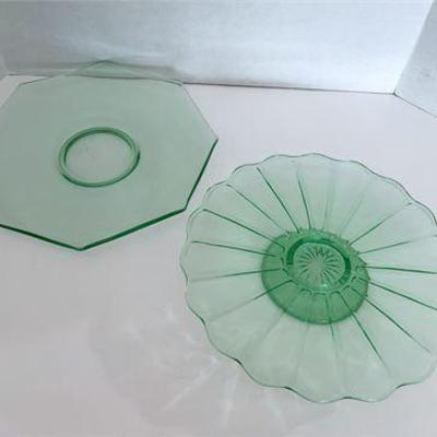 Green Uranium Glass Footed Serving Trays.jpg