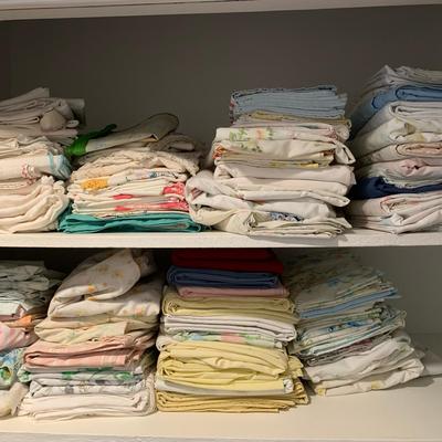 Large Linen Lot- Sheets, Embroidered Towels And More