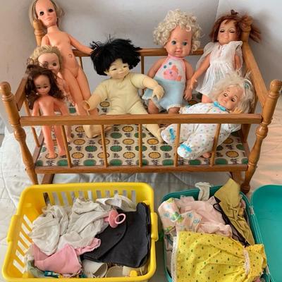 Dolls With Crib And Doll Clothes