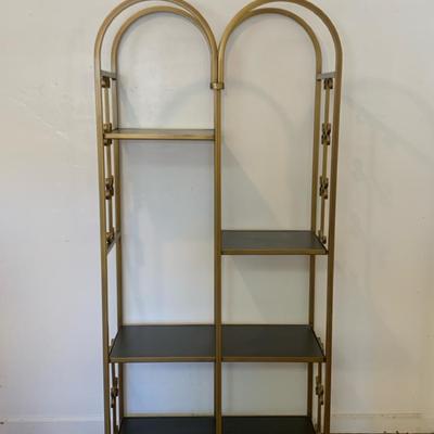 Vintage Brass Toned 4 Tier Shelf 