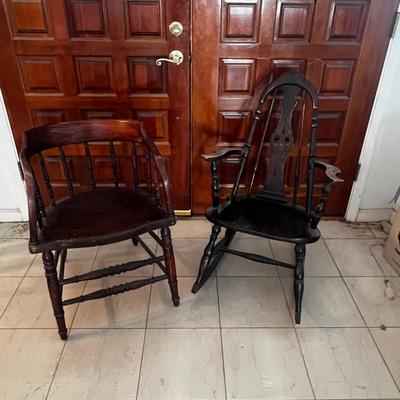 Antique Wooden Chair And Antique Rocking Chair