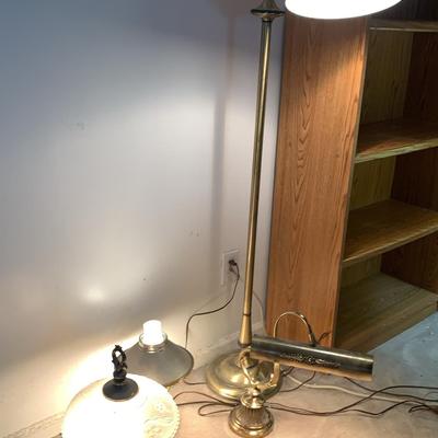Floor Lamp & 3 Brass Lamps 