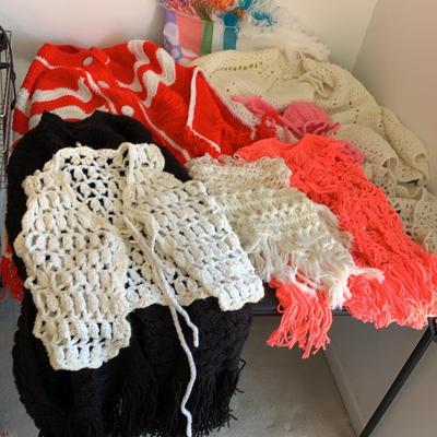Vintage Hand Crocheted Ponchos And Vests