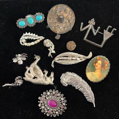 Silver Toned Brooches