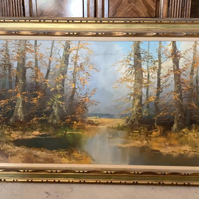 Large Autumn Nature Scene Painting