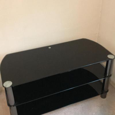 Black Glass TV Stand/Entertainment Console 